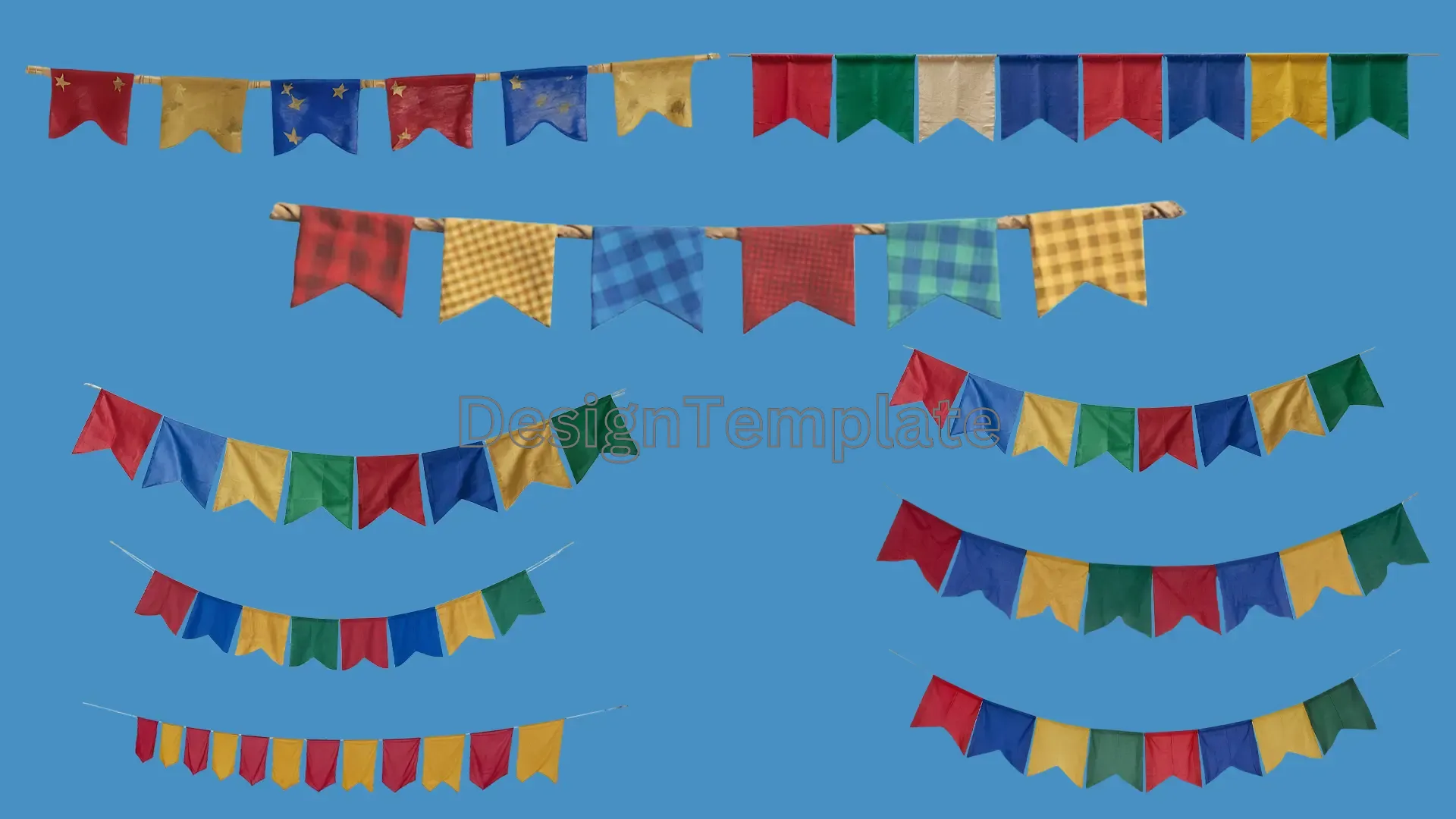 Vector Bunting with Flags 3D Elements